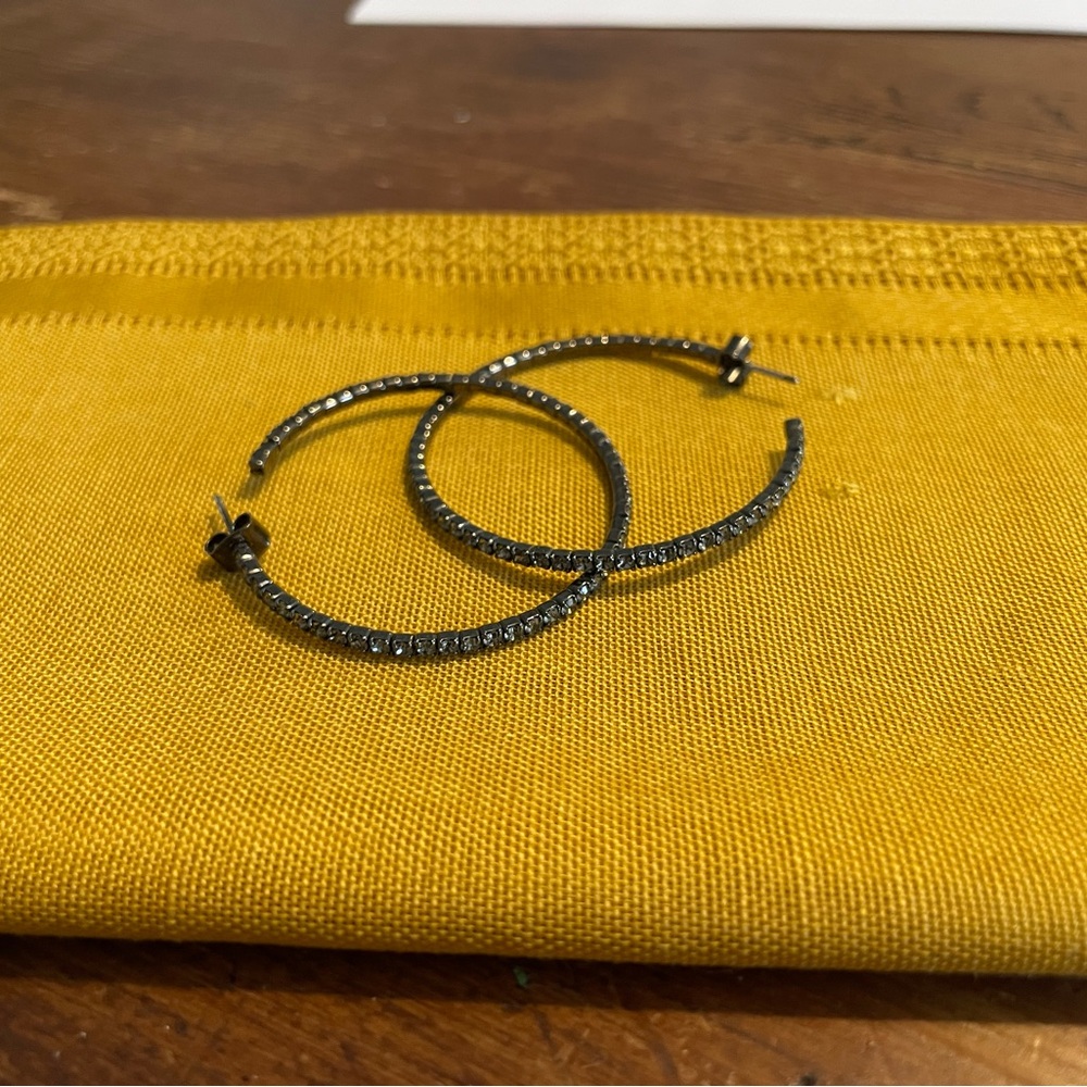 Sparkly Dark Brown Hoop Earrings